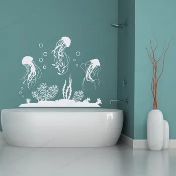 

Sea Ocean Animal Jellyfish Vinyl Wall Decal Bathroom wall sticker removable poster HJ1222