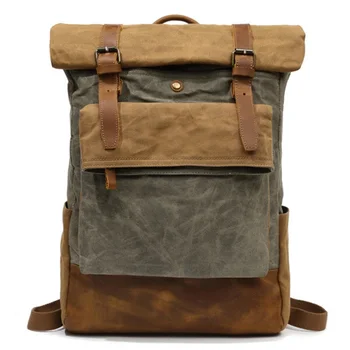 

Europe Designer Canvas Leather Backpacks Vintage Teenager Daypacks Waterproof Travel Backpacks Waterproof School Bags