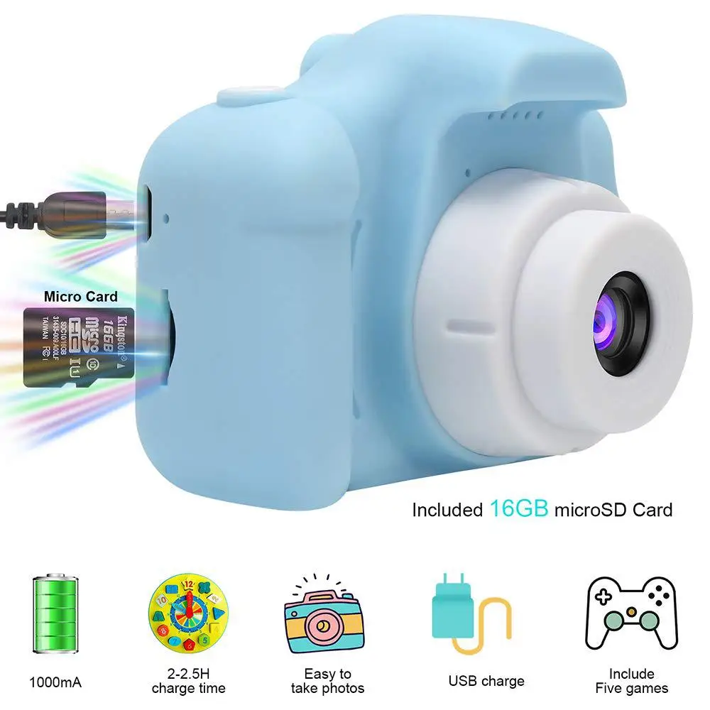 BEESCLOVER Цифровая видеокамера мини перезаряжаемая детская камера Противоударная 8MP HD камера для малышей Подарки для детей