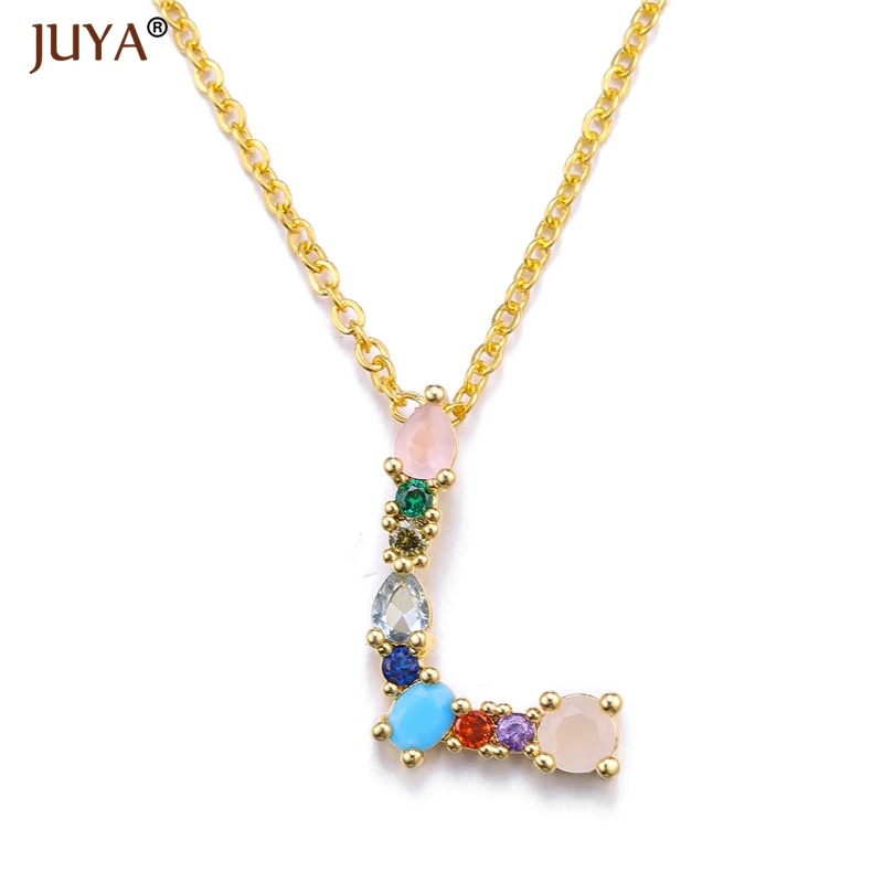 Женская мода очарование золото 26 Алфавит кулон ожерелье s многоцветный Циркон начальные ожерелья с буквой пара имя ожерелье