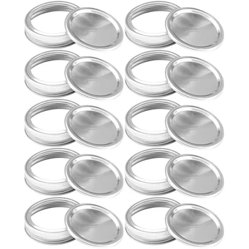 

86mm Split Mason Lids Flat Lids+Bands,Mason Jar Lids Leak Proof Secure Mason Canning Lids Caps (Wide Mouth) 10Pcs