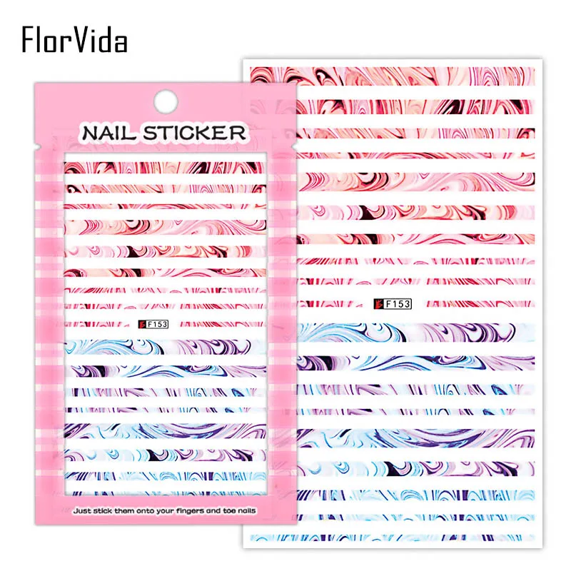 FlorVida F152 клей для ногтей Наклейка s на ногти дизайн драгоценных камней Кот узел линий белый черный Золотой F серии Стикер Маникюр - Color: F153