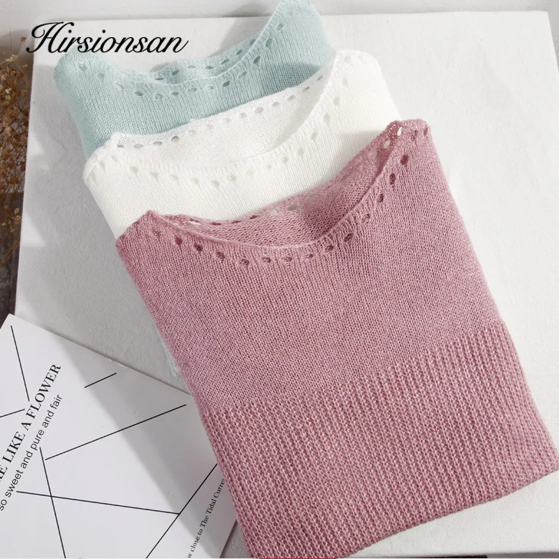 Hirsionsan негабаритный свитер для женщин полые сексуальные зимние фонари рукав вязаный полосатый пуловер Джемпер мягкий Повседневный Femme Топы