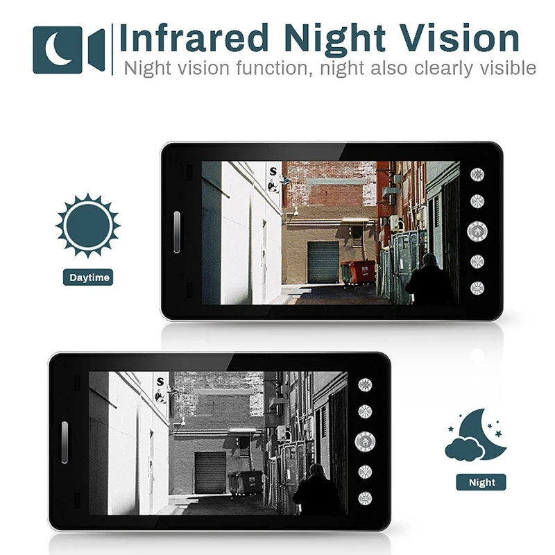 5 Inch Screen Wireless Doorbell Ip Camera 5000Mah 160 Degree Peephole with App Control Night-Vision Pir Motion Sensor