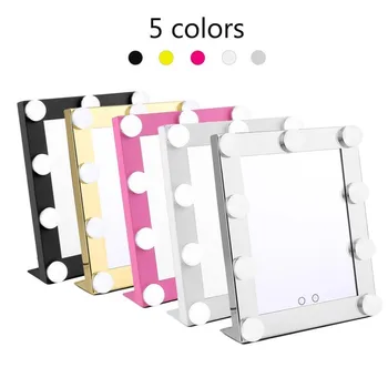 

Vanity Tabletops Lighted Makeup Mirror With 9 LED Bulb Lights Dimmer Beauty Mirror Portable Touch Screen Mirror US Plug