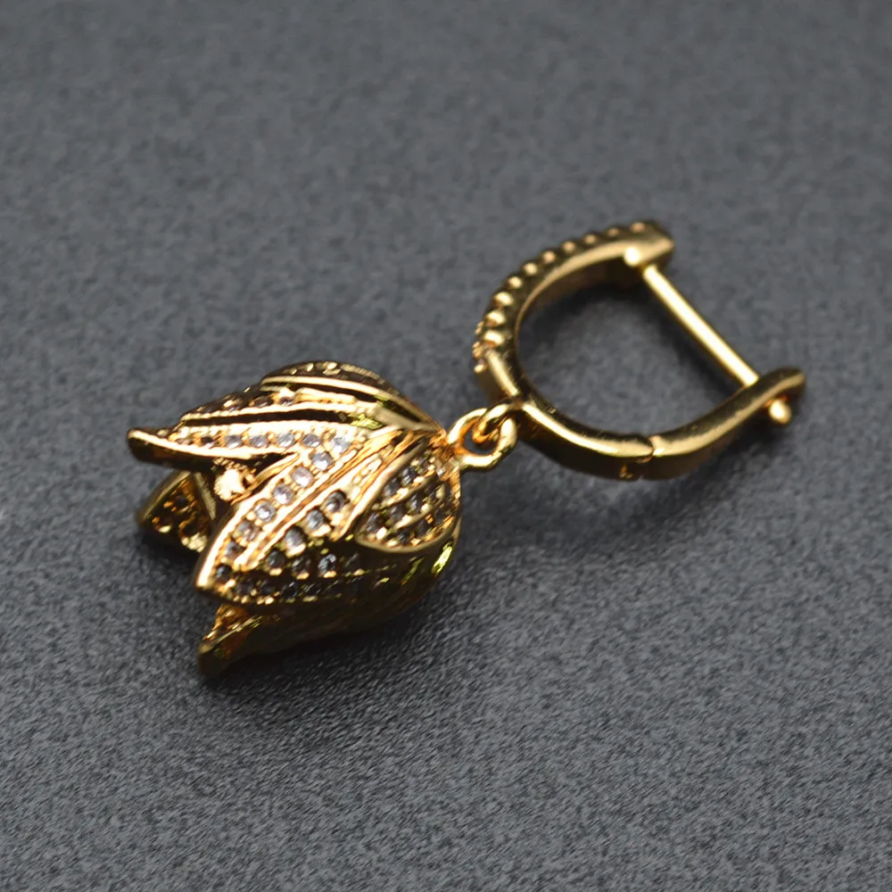 

Nickle Free CZ Paved Metal Earring Hooks with Flower Bead Caps Jewelry Findings 10pc Per Lot