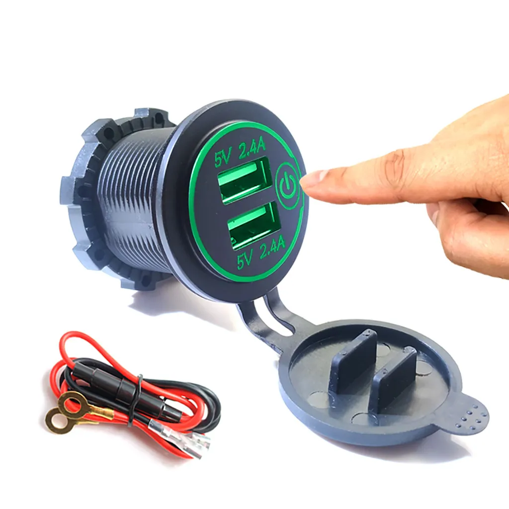 Carprie 12 V-24 V Водонепроницаемый 3.1A/4.2A/4.8A Dual USB быстрой Зарядное устройство розетка электропитания с USB для телефона Зарядное устройство автомобиля Зарядное устройство Мощность шнур