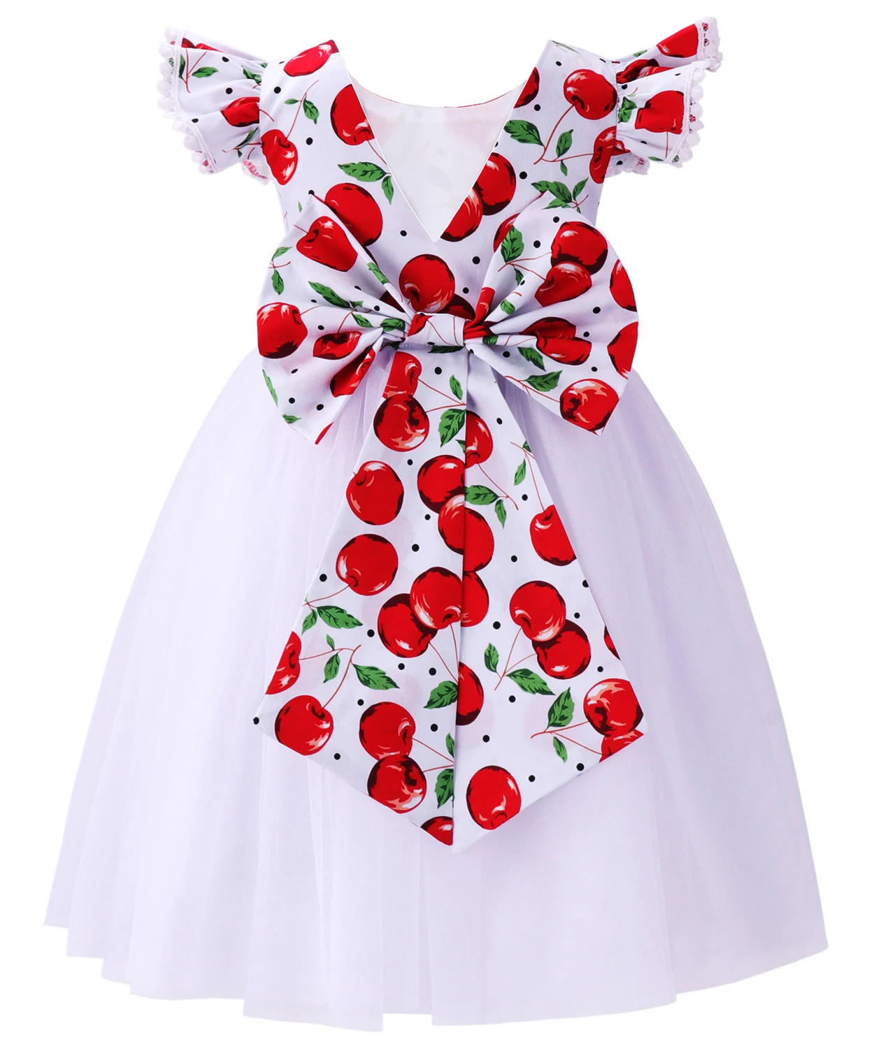 Girls Floral Print Ruffle Tutu Dress Baby Kids Strawberry V-back Bows Toddler New Fashion Cotton Tulle | Детская одежда и обувь
