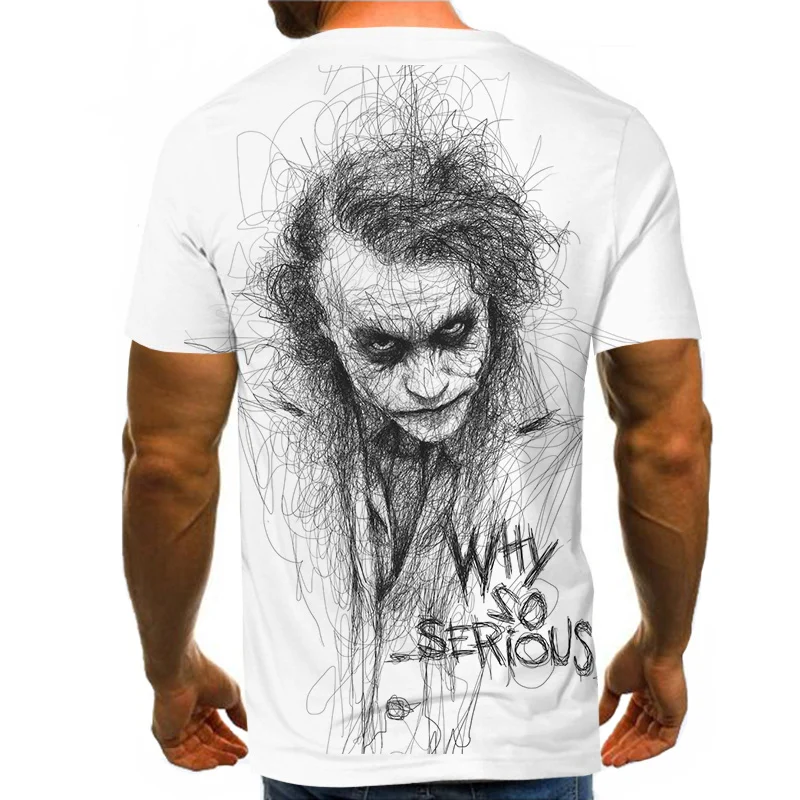 Смешной клоун Мужская футболка с рисунком Крутой Джокер 3D футболка лето почему так тяжёлый Harajuku футболка с круглым вырезом Повседневная футболка Homme Прямая поставка
