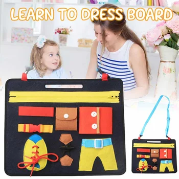 

Kids Busy Board Buckle 1-5 years old Toy Zip Button Lace Up Color Montessori Early Education Dress Aids Preschool Toys for Kids