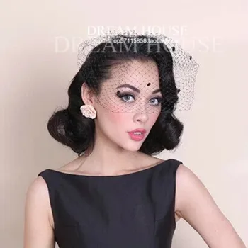 

Dreamhouse vintage hepburn black polka dot big mesh veil hairpin hair accessory hair accessory