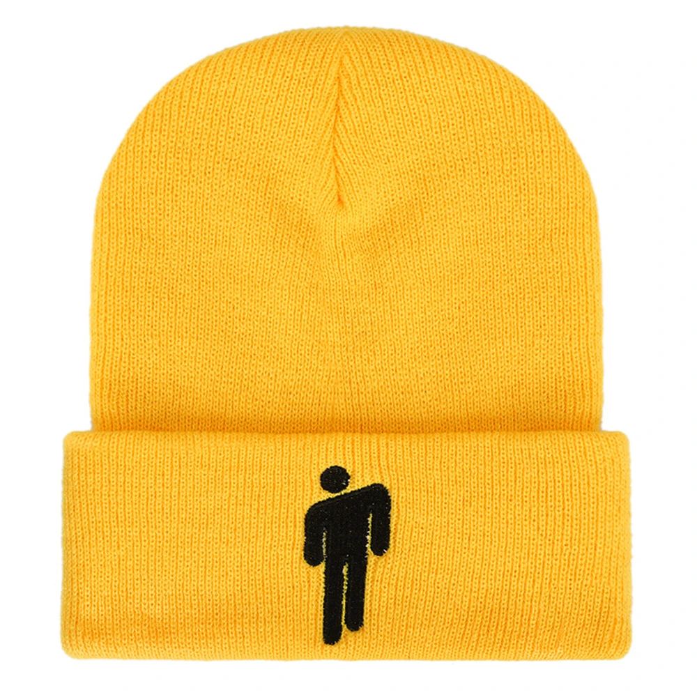 Gold Billie Eilish Beanies, зимние шапки для мужчин и женщин, вязаные шапки с вышивкой, мужская шапка, женская шапка в стиле хип-хоп, шапочка, велосипедные шапки - Цвет: Gold