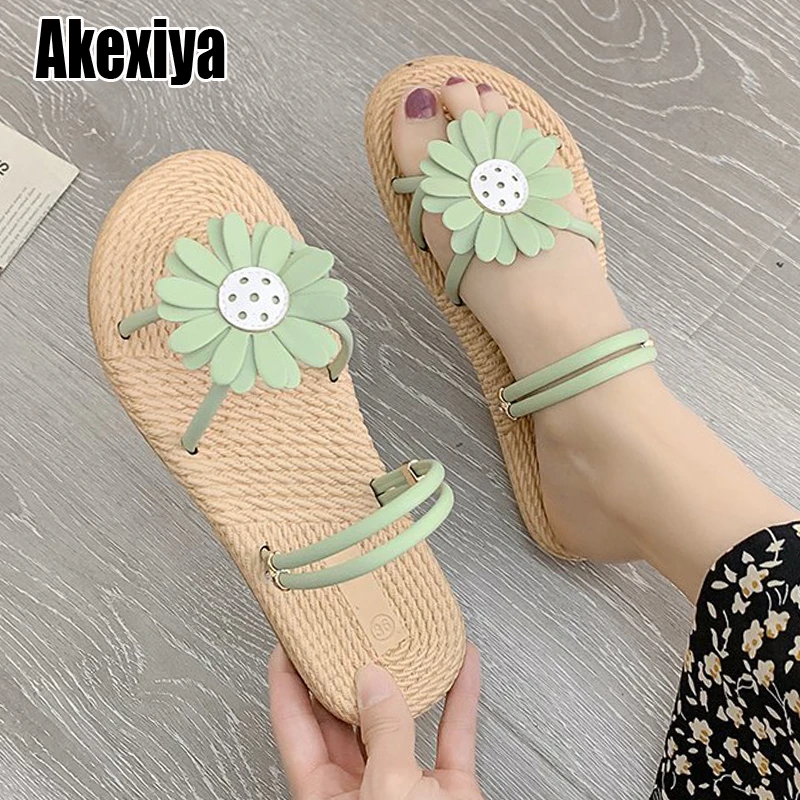 Sandalias planas con correa elástica en el tobillo Mujer, zapatos de gladiador con Chanclas de playa para verano, O209, 2021|Sandalias de mujer| - AliExpress