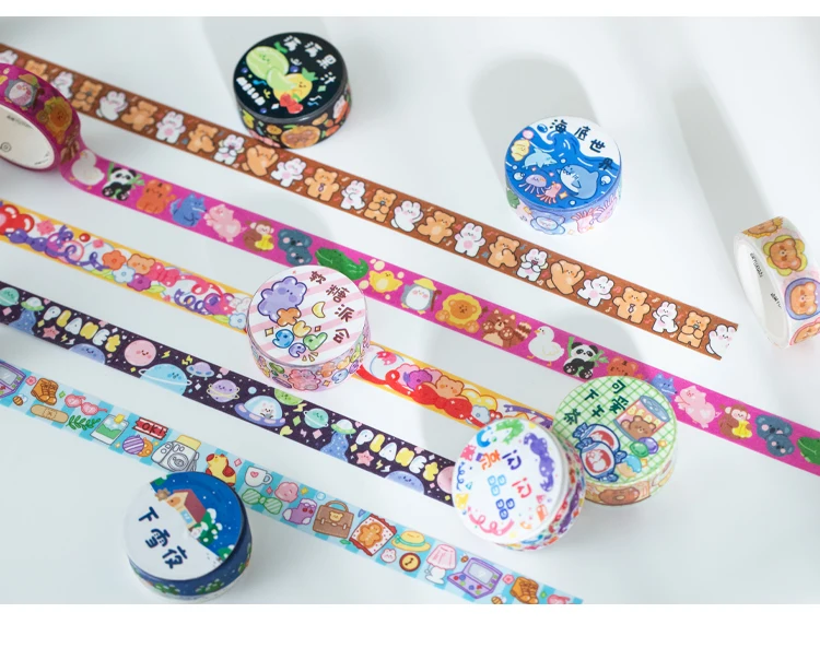 Mr.Paper 12 Designs 1 Roll There Is A Small World Series Cartoon Style Creative Cute Decor Hand Account DIY Material Washi Tapes