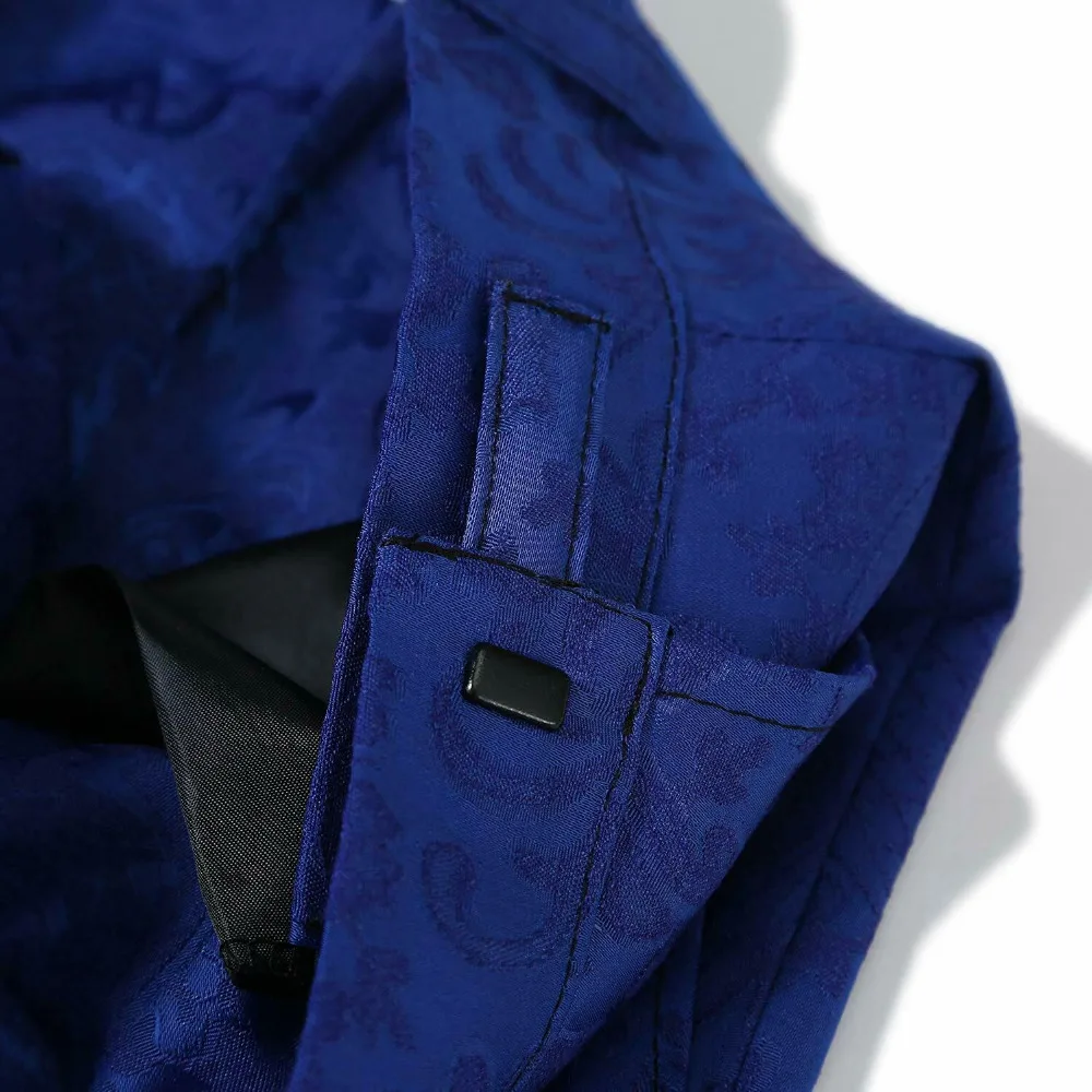 Мужские костюмы жаккард 3 шт костюм Slim Fit Королевский синий смокинг Свадебные платья