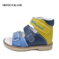Дети Мальчики крюк и петля лето натуральная детские кожаные сандалии ортопедическая обувь в евро size23 to33