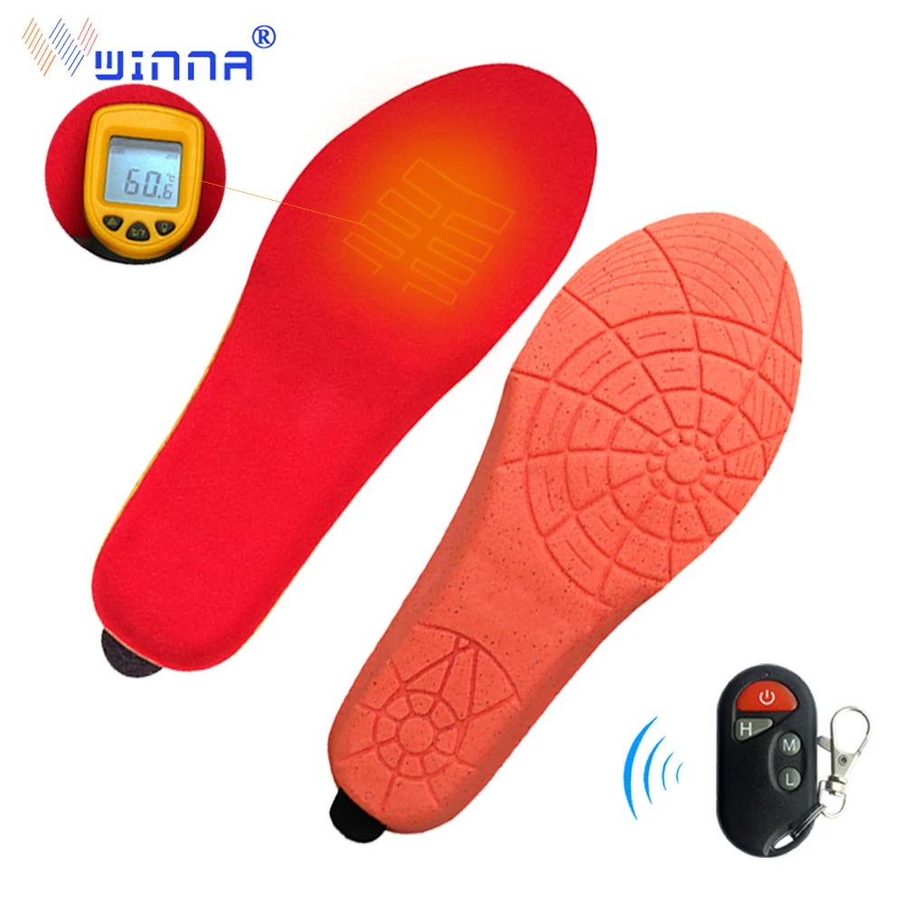 

WINNA New USB Heating Insoles Winter Velvet keeps warm Women Men Chargeing 1800mAh Heating Wireless Remote Control Insoles
