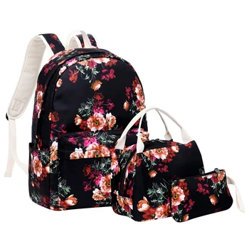 

Girls Flower School Backpack Kids School Bag Set Chinese Style Pen Pencil Bag Floral Backpacks for Children Bookbag