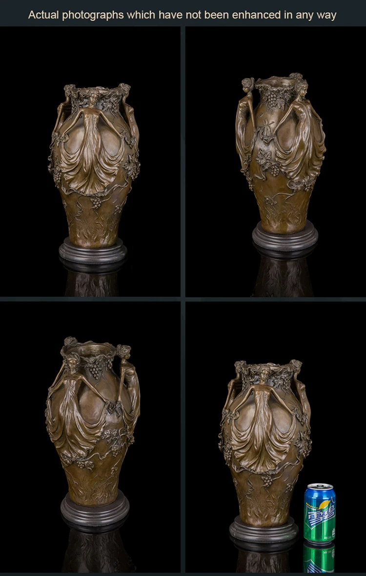 Bronze casting home decoration lady with vase statue sculpture for sale