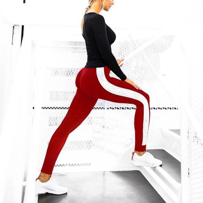 red Штаны для йоги, женская спортивная одежда, для девушек, для фитнеса, стрейчевые, быстросохнущие, тонкие, белые, для йоги, девять, штаны для йоги, леггинсы для женщин - Цвет: red