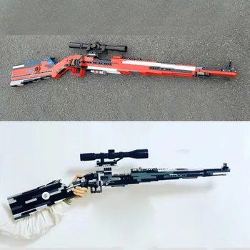 

1000Pcs Moc Fully Automatic Shooting And Aiming Puzzle Toy Mauser 98k Blaster Building Blocks For Children Educational Toys Gift