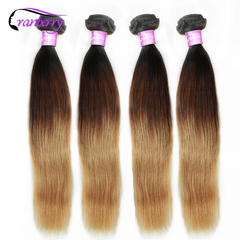 Прямые человеческие волосы из клюквы и Омбре 3 тона перуанские можно купить 3/4 шт