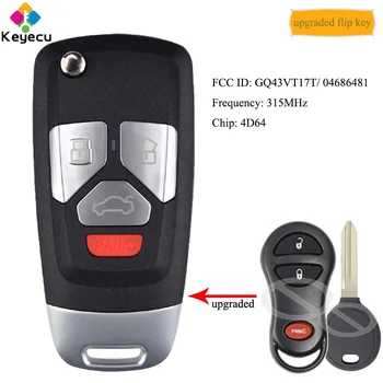 

KEYECU Replacement Upgraded Flip Remote Control Key - 315MHz 4D64 Chip - Fob for Dodge Ram Durango Dakota, GQ43VT17T/ 04686481