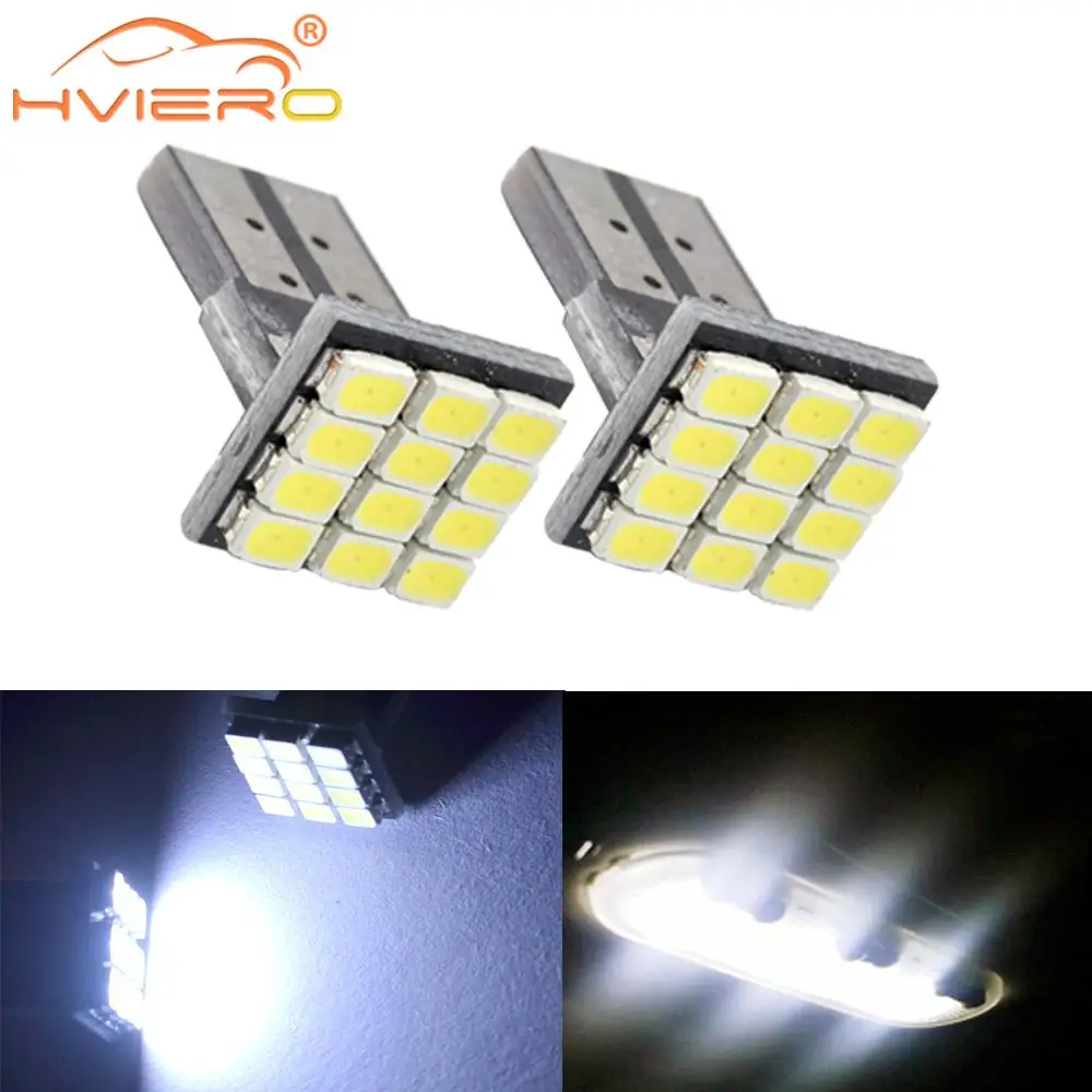 2X T10 W5W 12SMD поворотный сигнал номерной знак свет Автомобильный Клин Белый DC 12 В Canbus