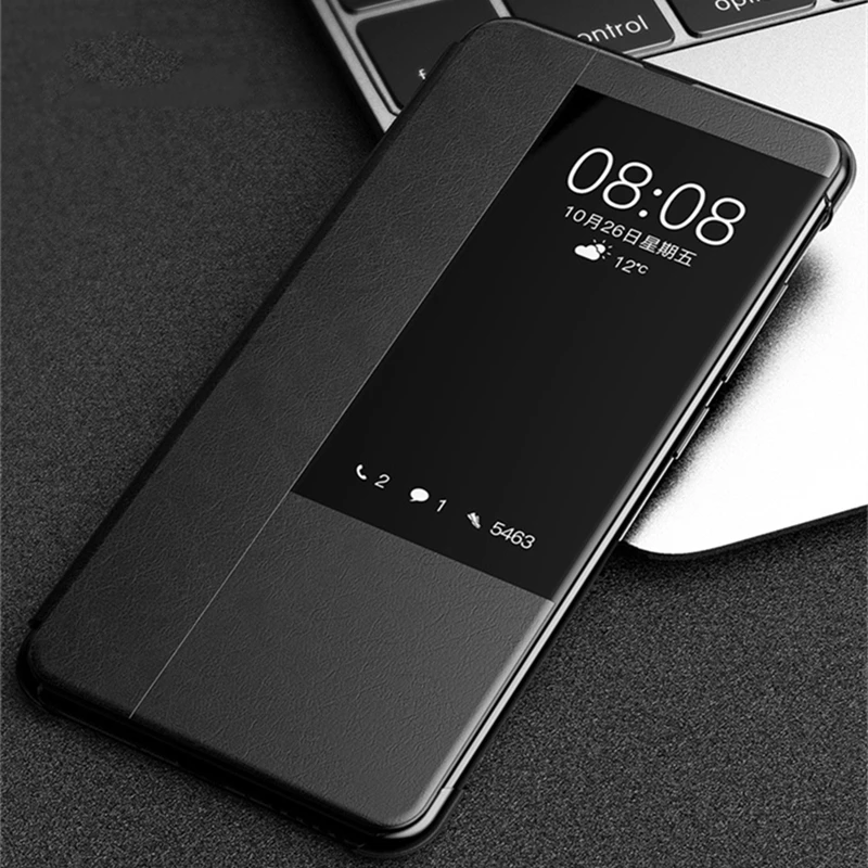 

Luxury Window View Smart Flip Case for Huawei Mate 9 10 20 Pro On Mate 20 X PU Leather + Hard PC Sleep Wake Up Phone Bag Cover