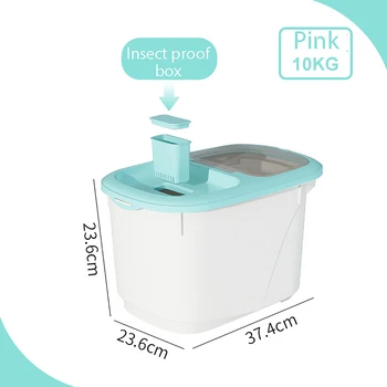 

Rice Container Dispenser Measuring Cup Food Storage Box Bins Airtight Flour Grain Cereal Container Dust-Proof Kitchen Organizer