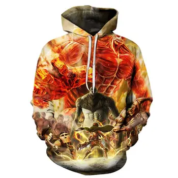 

Hoodies 3D Men Women Sweatshirts Fashion Pullover Autumn Tracksuits Harajuku Outwear Anime Attack on Titan Jacket