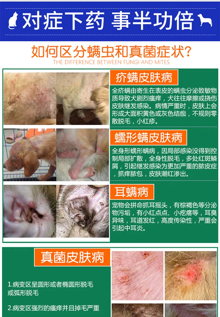 Саркоптическая манге собака клещи Kang Demodex и кошки клещи Цин/современный/спрей Клещи для собак жидкие Клещи для кожи универсальный