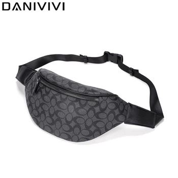 

Fashion PU Leather Waist Bag men Plaid 2020 Men's Fanny Pack Drop Shipping Large Capacity Crossbody Belt Bag Fanny Pack for Men