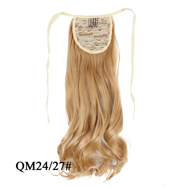 Leeons 20'' Synthetic Ponytail Hair pieces Heat Resistant Fiber Straight Ribbon Clip In Hair Extension 21 colors Brown Black qm 24 27