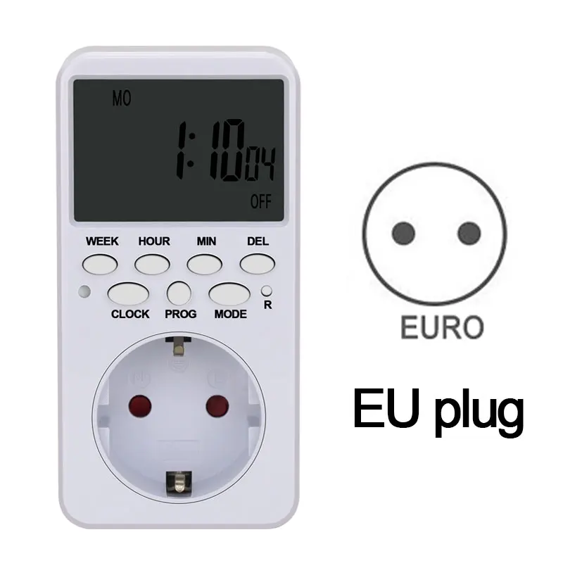 EU plug Электронный цифровой таймер с европейской вилкой, реле времени, 230 В, кухонный таймер, 12/24 часов, программируемый таймер, розетка, переключатель, контроллер - Цвет: EU plug