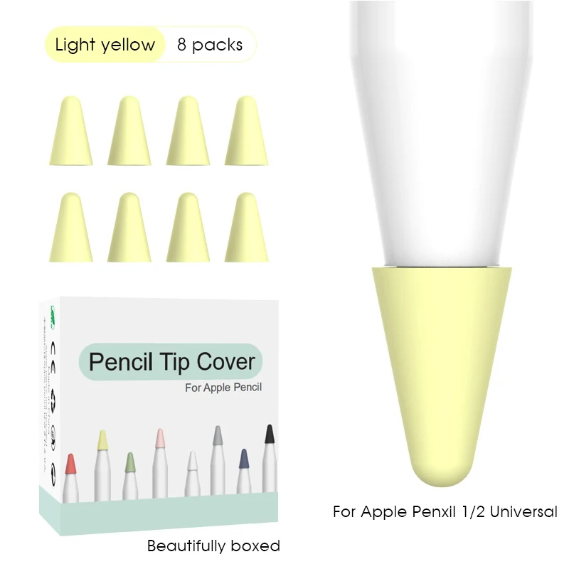 8 шт силиконовый сменный наконечник, чехол для Apple Pencil 1st 2nd Stylus ручка для тачскрина, защитный чехол - Цвета: Yellow