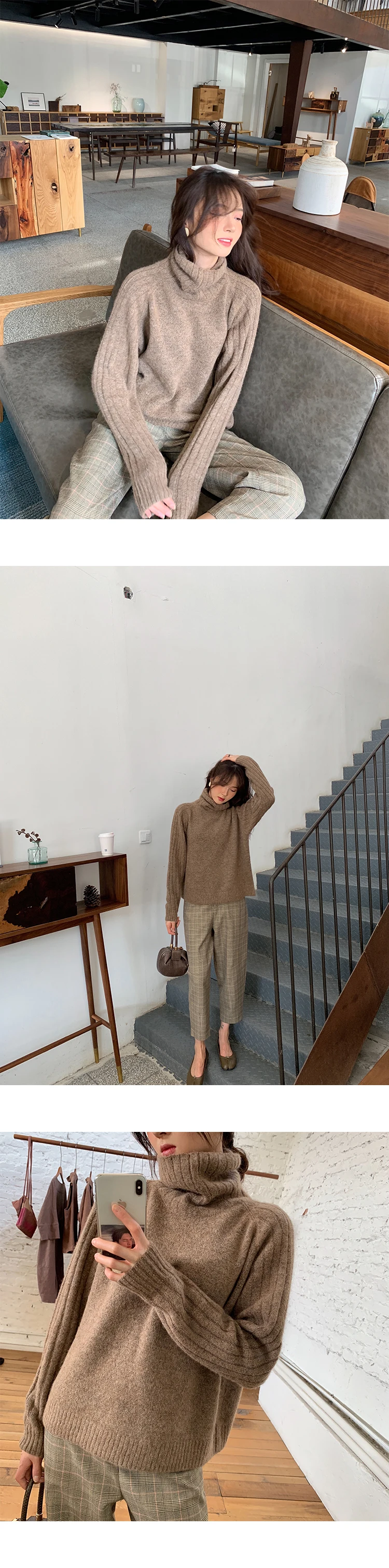 Fashion Pullover Knitted Sweater Ladies Elegant Women Autumn Winter Casual Solid Long Sleeve Jumper Turtleneck Pull Femme
