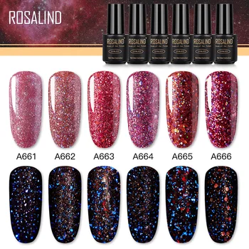 

ROSALIND Red Diamond Glitter Gel Nail Polish Semi Permanent UV All For Manicure Hybrid Varnishes For Nail Art Design Top Base
