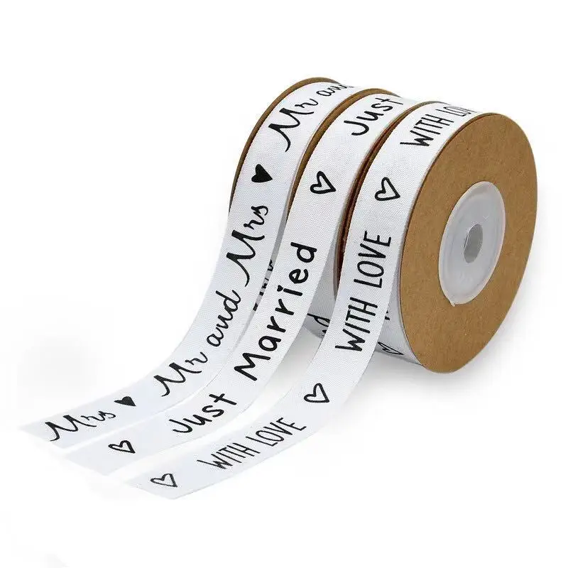 1.5cm 10m/roll white three design wedding decoration ribbon dressing and flower package ribbon valentine's day gift packing