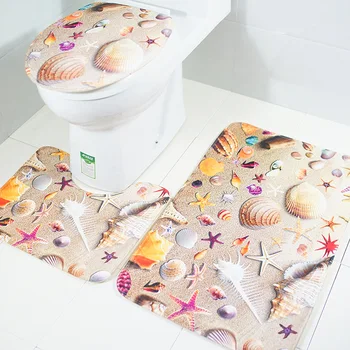 

3Pcs Bathroom Bath Mat Set Toilet Rugs Flannel Anti Slip Shower Carpets Set Home Toilet Lid Cover Shower Room Rug Floor Mats