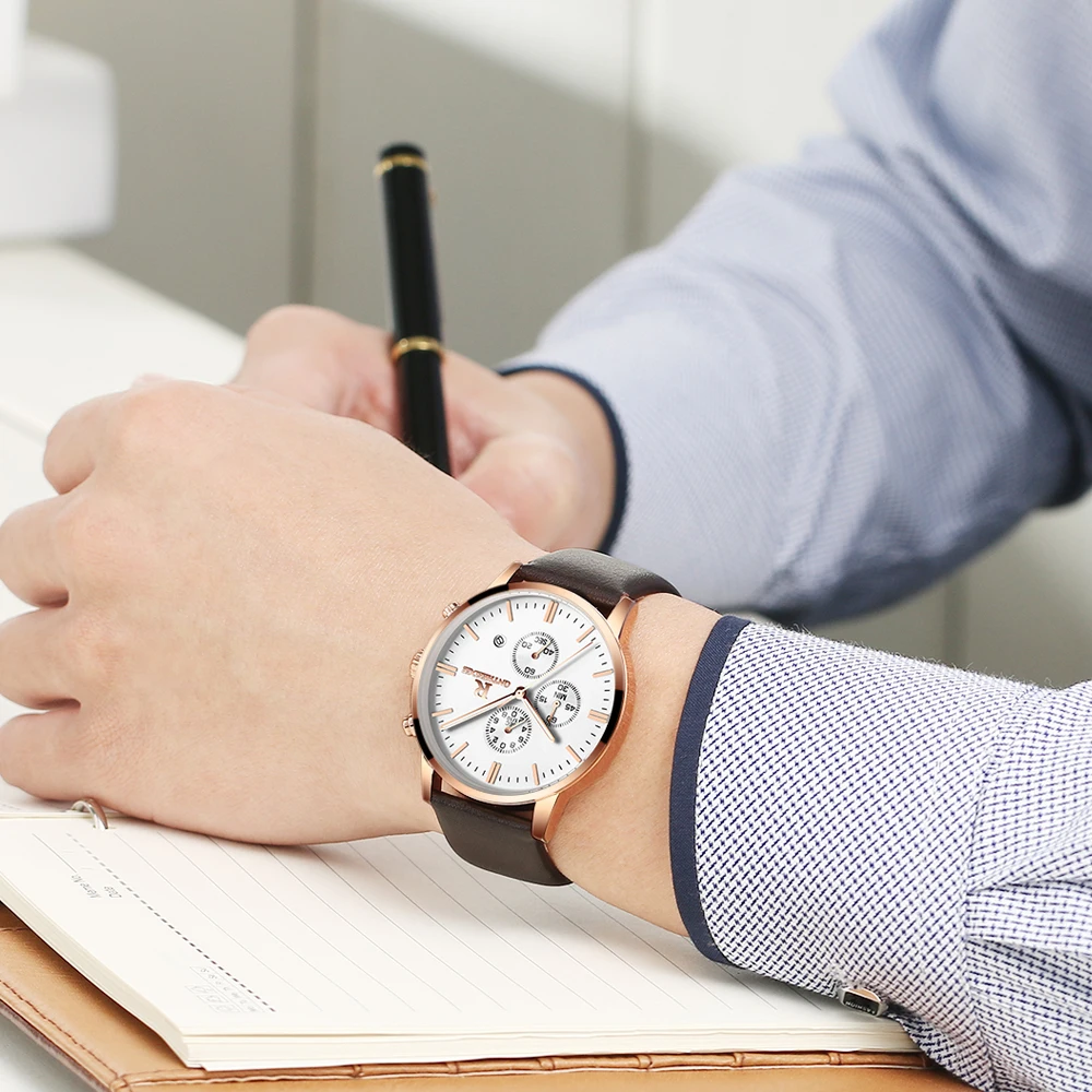 top luxury brand mens wrist watches hot fashion analog quartz watch for men waterproof chronograph sports wristwatches man clock male real leather strap Relogio Masculino (26)