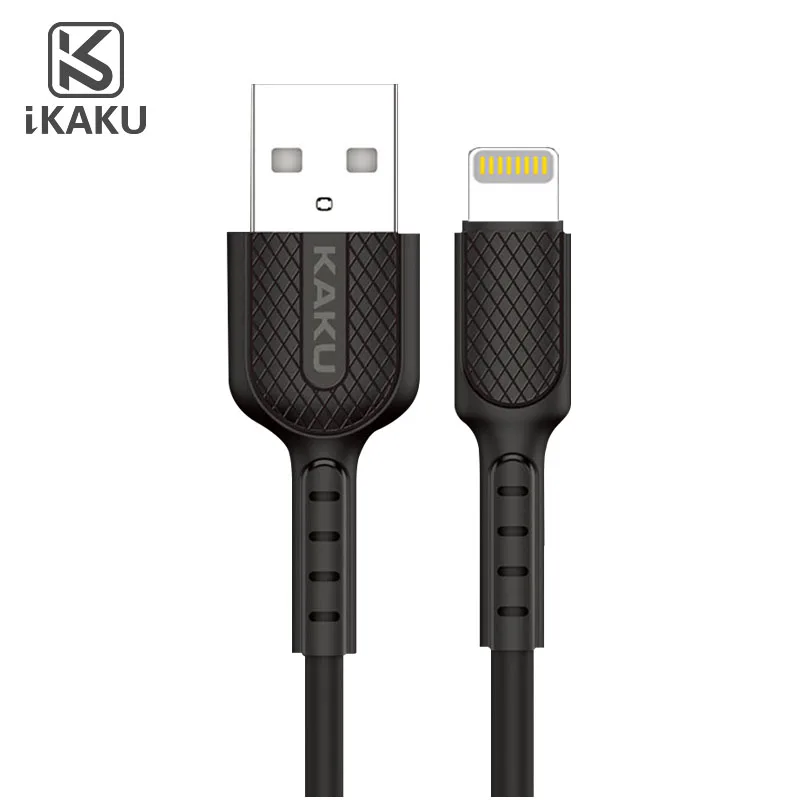 KAKU usb кабель lightning для apple USB кабель для быстрой зарядки и синхронизации данных для iPhone X 8 7 6 6S Plus 5 5S для iPad Air шнур зарядного устройства - Цвет: Черный