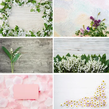 

SHENGYONGBAO Vinyl Custom Photography Backdrops scenery Flower and Wooden Planks Photography Background 191020-21-22-001