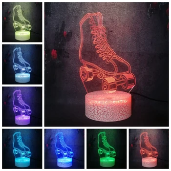 

Teen Sporting Roller Skates Cartoon Lamp Creative Decor Gift 7 Color Touch Remote Acrylic 3D Night Light LED Lava Luster Flash
