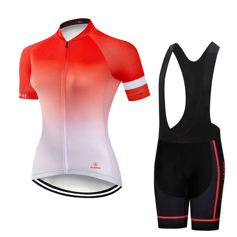 Лето Велоспорт Джерси набор женщина гоночный велосипед одежда MTB Ropa Ciclismo девушка короткий рукав красная игровая футболка одежда для велоспорта