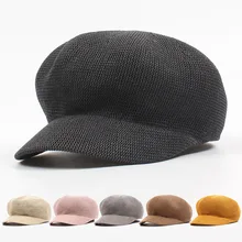 Sparsil Ladies Fashion Elegant Octagonal Cap Travel Sun Visor Mesh Strawed Hat Simple Comfortable Breathable Beret Hats
