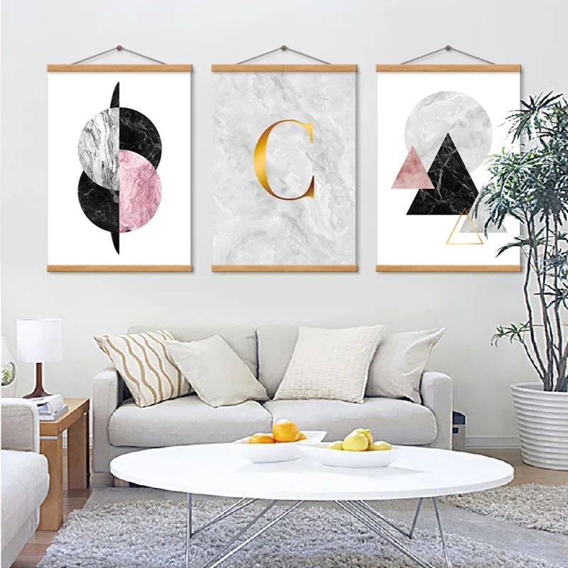 Мраморный абстрактный постер печатная Геометрическая Картина на холсте картина