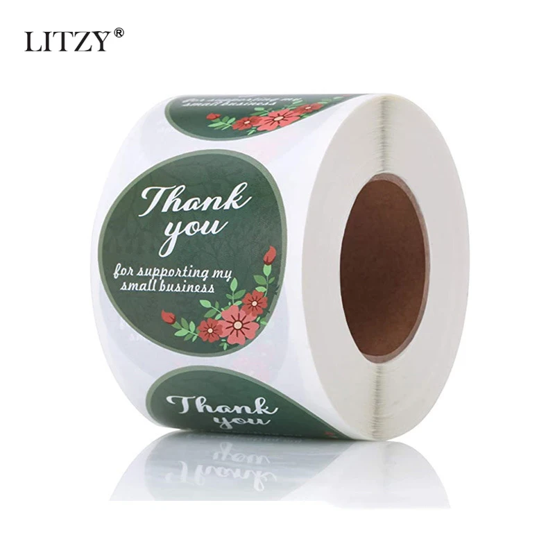 LITZY 500 шт. наклейки с надписью Thank You цветок розовое золото милое сердце украшение