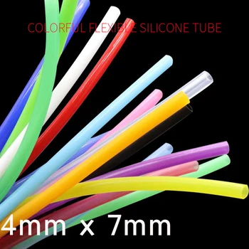 

Colorful Flexible Silicone Tube ID 4mm x 7mm OD Food Grade Non-toxic Drink Water Rubber Hose Milk Beer Soft Pipe Connector