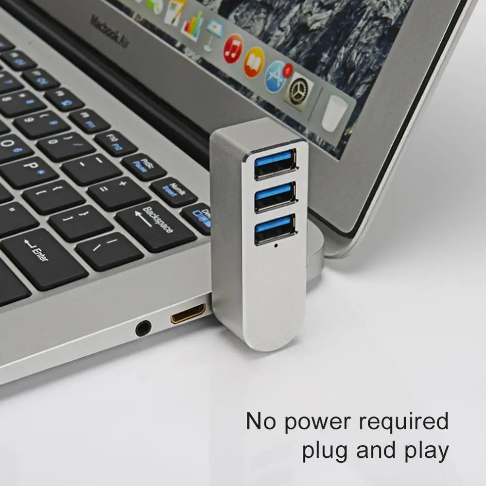 Высококачественный алюминиевый сплав 3 порта usb хаб высокоскоростной поворотный
